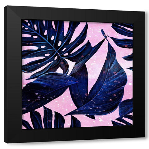 Indigo Pink Tropic 1 Black Modern Wood Framed Art Print with Double Matting by Kimberly, Allen