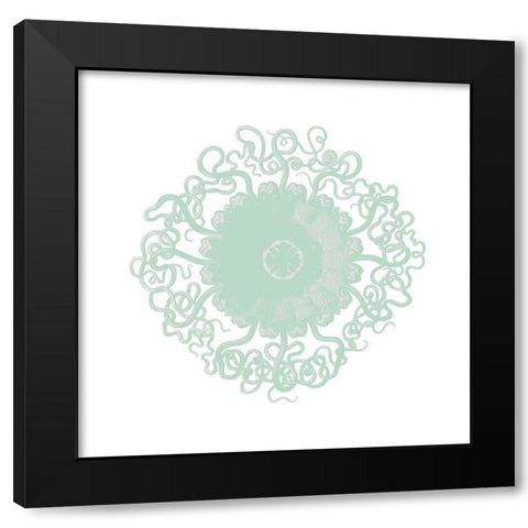 Mint Spirals 2 Black Modern Wood Framed Art Print with Double Matting by Kimberly, Allen