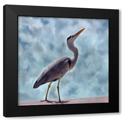 Heron Black Modern Wood Framed Art Print by Kimberly, Allen