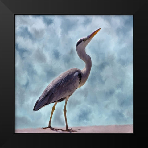 Heron Black Modern Wood Framed Art Print by Kimberly, Allen
