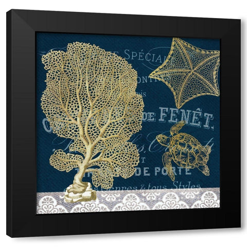 Azure Coastal 3 Black Modern Wood Framed Art Print with Double Matting by Kimberly, Allen