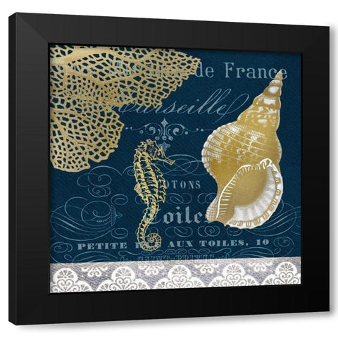Azure Coastal 4 Black Modern Wood Framed Art Print with Double Matting by Kimberly, Allen