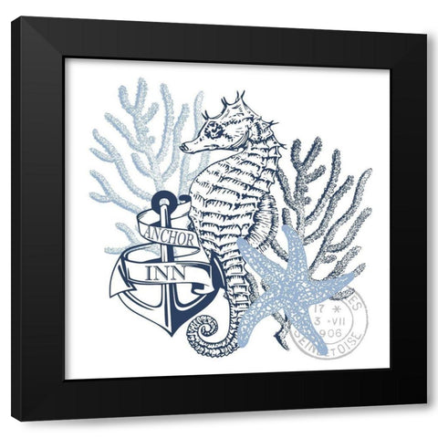 Seahorse Bay 4 Black Modern Wood Framed Art Print with Double Matting by Kimberly, Allen