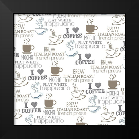 Coffee Pattern 1 Black Modern Wood Framed Art Print by Kimberly, Allen