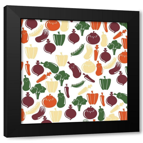Veggie Pattern 2 Black Modern Wood Framed Art Print with Double Matting by Kimberly, Allen