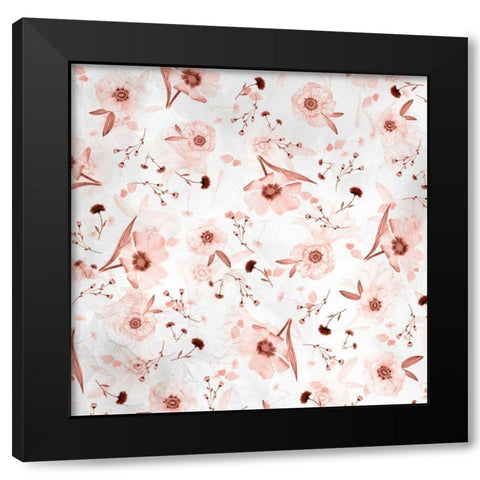 Floral Pattern 2 Black Modern Wood Framed Art Print by Kimberly, Allen
