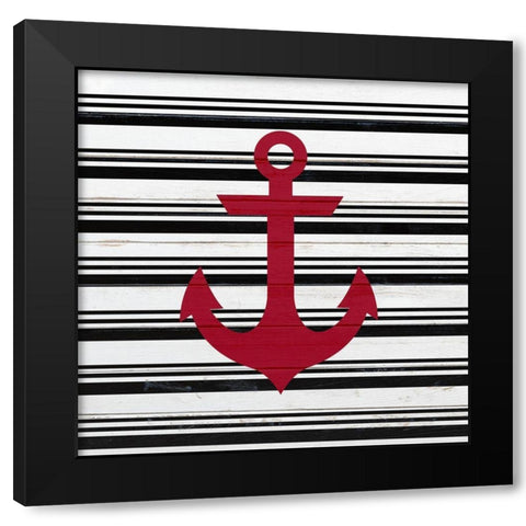 Anchor Compass 1 Black Modern Wood Framed Art Print by Kimberly, Allen