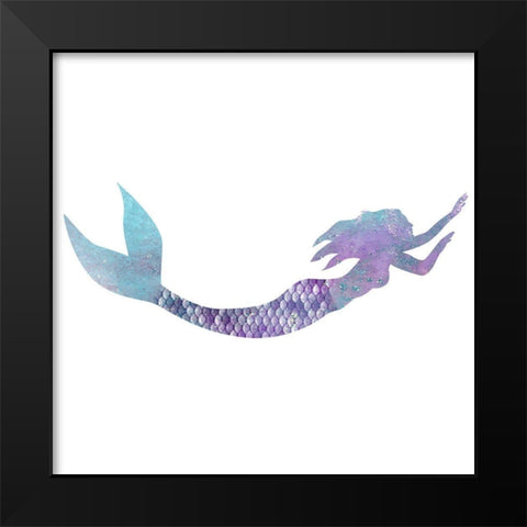 Mermaid Swimming Square Black Modern Wood Framed Art Print by Kimberly, Allen