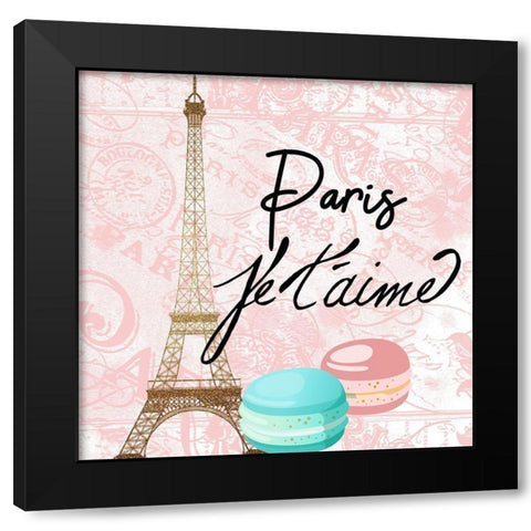 Paris Bonjour 1 Black Modern Wood Framed Art Print with Double Matting by Kimberly, Allen