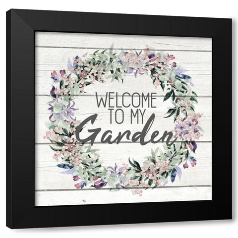 Garden Wreath Black Modern Wood Framed Art Print with Double Matting by Kimberly, Allen