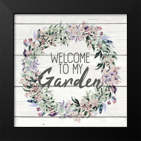 Garden Wreath Black Modern Wood Framed Art Print by Kimberly, Allen