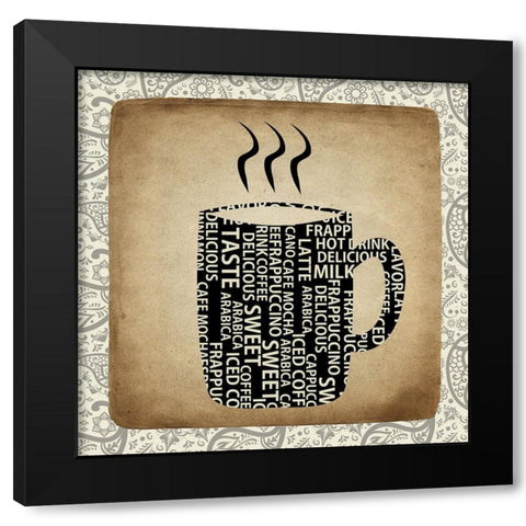 Coffee Paisley 1 Black Modern Wood Framed Art Print by Kimberly, Allen