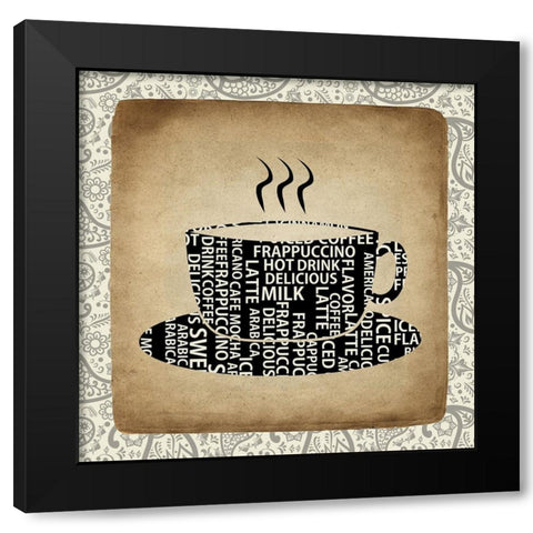Coffee Paisley 2 Black Modern Wood Framed Art Print by Kimberly, Allen