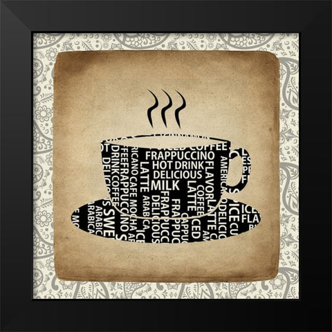 Coffee Paisley 2 Black Modern Wood Framed Art Print by Kimberly, Allen
