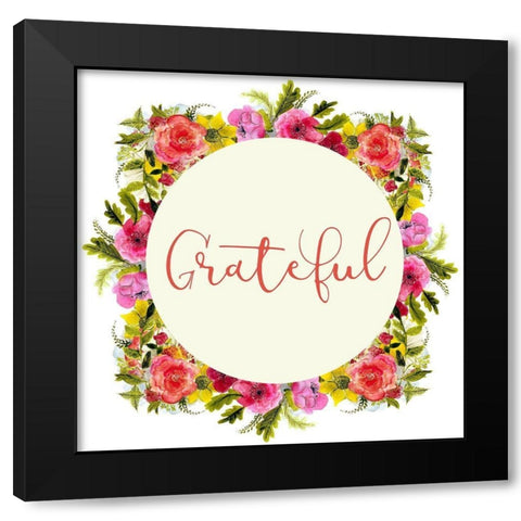Grateful Wreath Black Modern Wood Framed Art Print by Kimberly, Allen