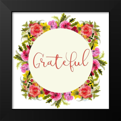 Grateful Wreath Black Modern Wood Framed Art Print by Kimberly, Allen