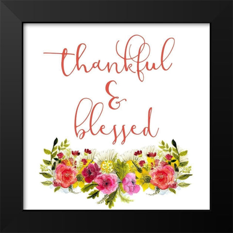 Thankful and Blessed Black Modern Wood Framed Art Print by Kimberly, Allen
