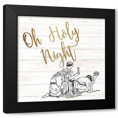 Oh Holy Night Wisemen V2 Black Modern Wood Framed Art Print with Double Matting by Allen, Kimberly
