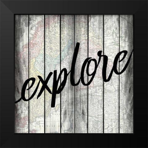 Explore Map Black Modern Wood Framed Art Print by Allen, Kimberly