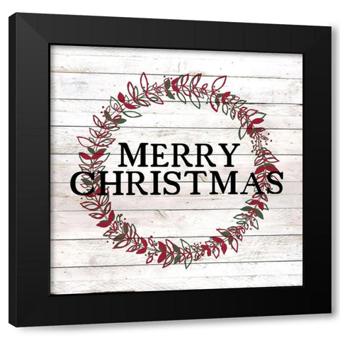 Merry Christmas Black Modern Wood Framed Art Print by Kimberly, Allen