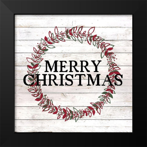 Merry Christmas Black Modern Wood Framed Art Print by Kimberly, Allen