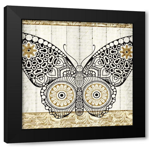 Damask Butterfly 1 Black Modern Wood Framed Art Print by Allen, Kimberly
