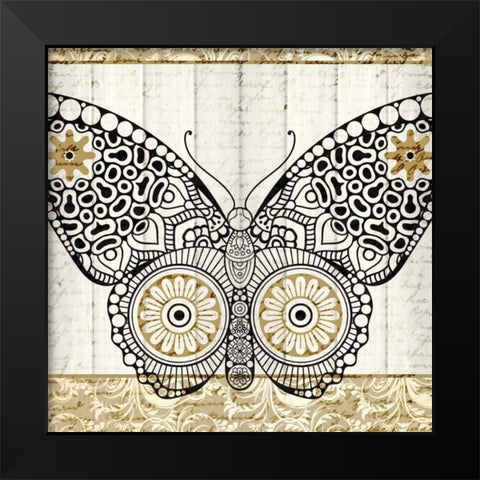 Damask Butterfly 1 Black Modern Wood Framed Art Print by Allen, Kimberly