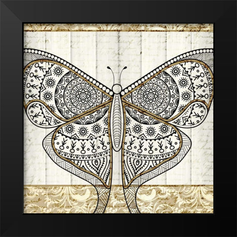 Damask Butterfly 2 Black Modern Wood Framed Art Print by Allen, Kimberly
