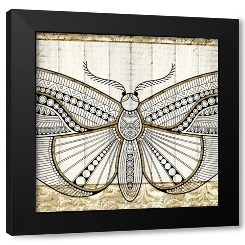 Damask Butterfly 3 Black Modern Wood Framed Art Print with Double Matting by Allen, Kimberly