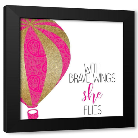 With Brave Wings Black Modern Wood Framed Art Print by Kimberly, Allen