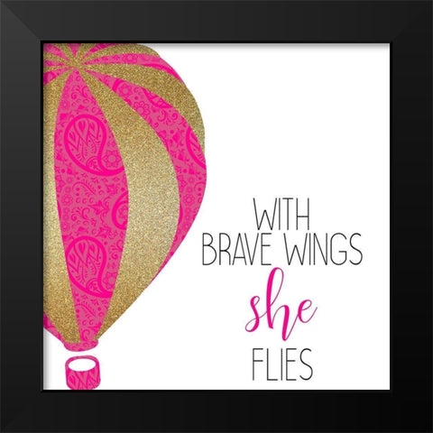 With Brave Wings Black Modern Wood Framed Art Print by Kimberly, Allen