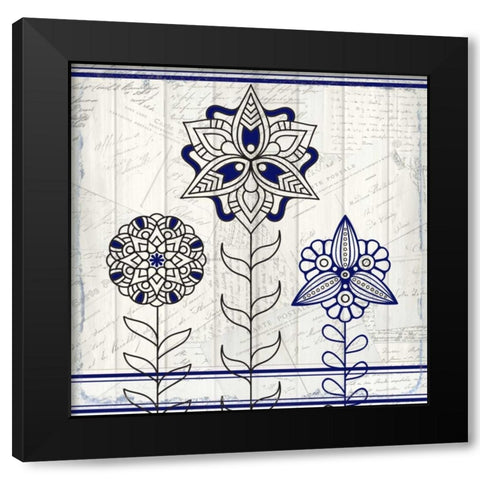 Henna Flower 1 Black Modern Wood Framed Art Print by Allen, Kimberly