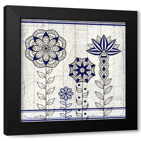 Henna Flower 2 Black Modern Wood Framed Art Print by Allen, Kimberly