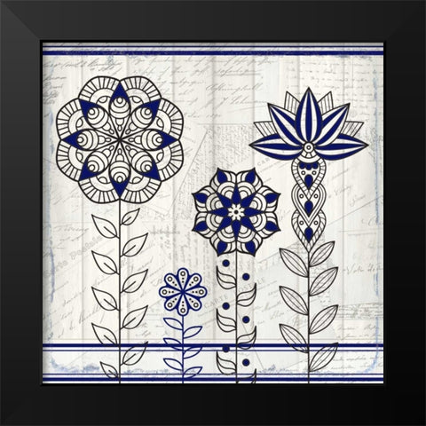 Henna Flower 2 Black Modern Wood Framed Art Print by Allen, Kimberly