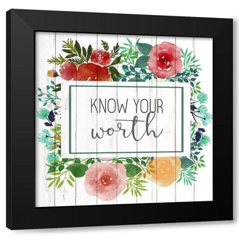 Know Your Worth 2 Black Modern Wood Framed Art Print by Allen, Kimberly
