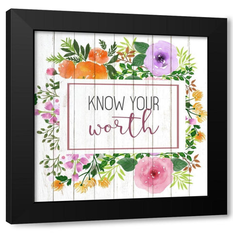 Know Your Worth Black Modern Wood Framed Art Print with Double Matting by Kimberly, Allen