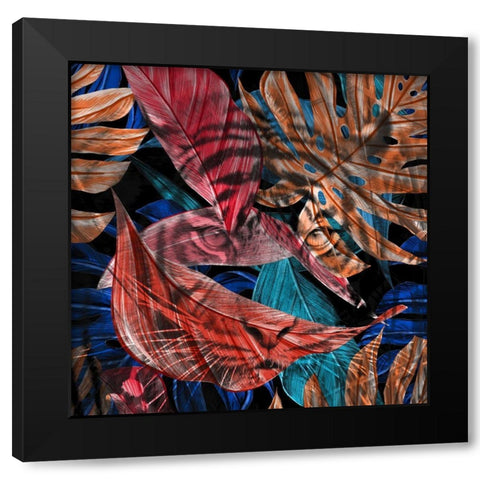Hidden Tiger Black Modern Wood Framed Art Print by Kimberly, Allen