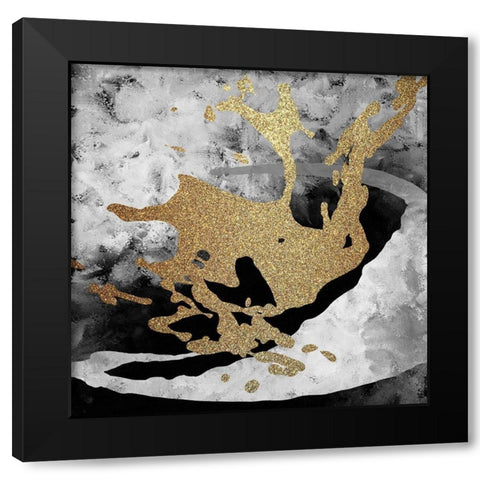 Gold Splash 1 Black Modern Wood Framed Art Print with Double Matting by Kimberly, Allen