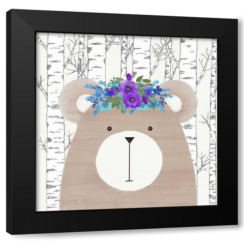 Woodland Animals 1 Black Modern Wood Framed Art Print by Kimberly, Allen