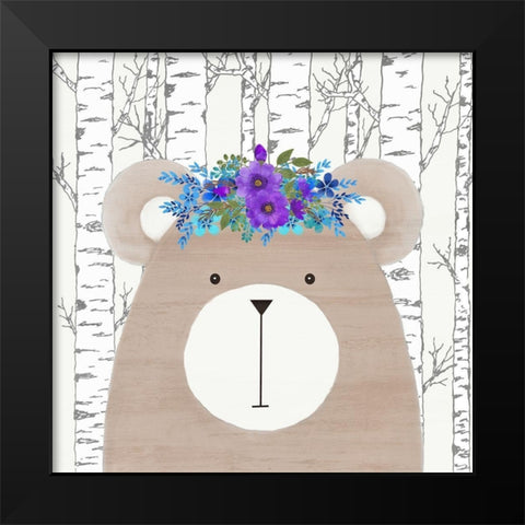Woodland Animals 1 Black Modern Wood Framed Art Print by Kimberly, Allen