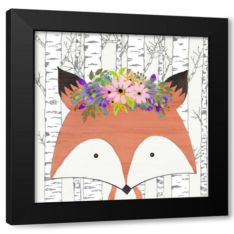 Woodland Animals 2 Black Modern Wood Framed Art Print with Double Matting by Kimberly, Allen
