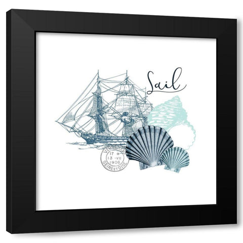 Sea Blues 1 Black Modern Wood Framed Art Print by Kimberly, Allen