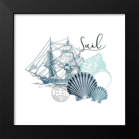 Sea Blues 1 Black Modern Wood Framed Art Print by Kimberly, Allen