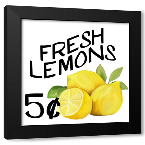 Fresh Lemons 1 Black Modern Wood Framed Art Print by Kimberly, Allen