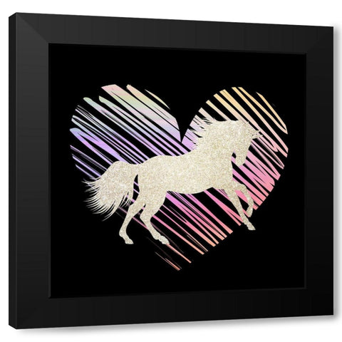Unicorn Heart 1 Black Modern Wood Framed Art Print with Double Matting by Kimberly, Allen