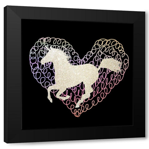 Unicorn Heart 2 Black Modern Wood Framed Art Print by Kimberly, Allen