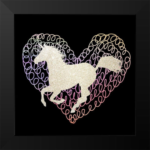 Unicorn Heart 2 Black Modern Wood Framed Art Print by Kimberly, Allen