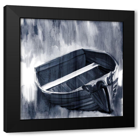 Beach Boat Black Modern Wood Framed Art Print with Double Matting by Kimberly, Allen