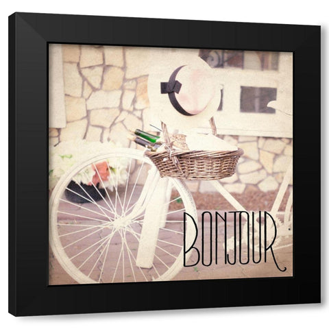 Paris Bicycle 3 Black Modern Wood Framed Art Print with Double Matting by Kimberly, Allen