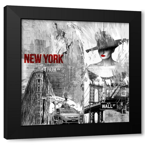 New York New York 2 Black Modern Wood Framed Art Print with Double Matting by Allen, Kimberly